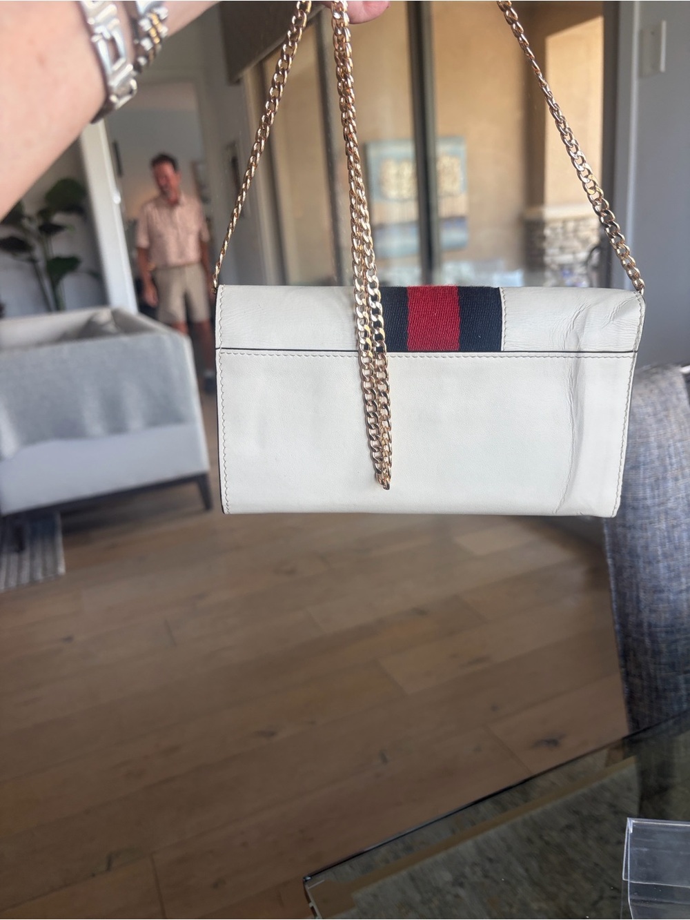 Gucci White Crossbody with Red & Navy Web Stripe - Picture 3 of 13